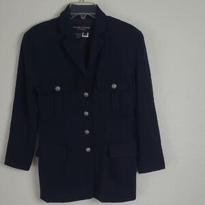 Adrienne Vittadini Vintage Military Style Vlazer 100/% Wool Size 6